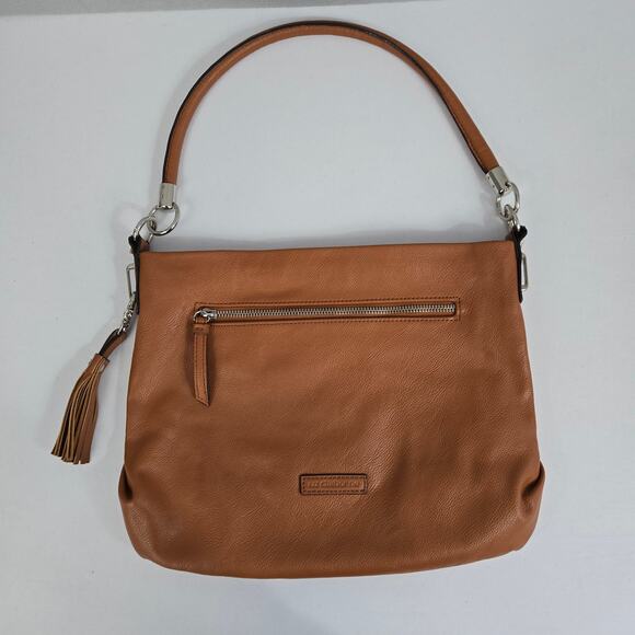 Liz Claiborne Tan Zipper Closure Satchel Shoulder Bag / Purse with Tassel Detail - Picture 2 of 14
